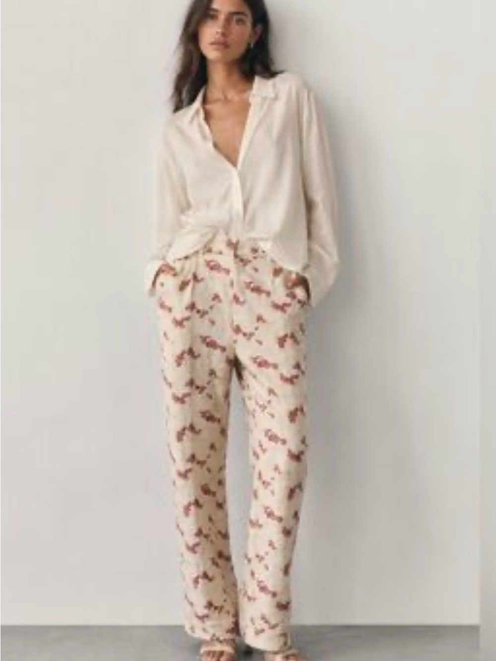 Zara Collection Women's Printed pants Sz XXL, 2 Button Detail on leg boho summer
